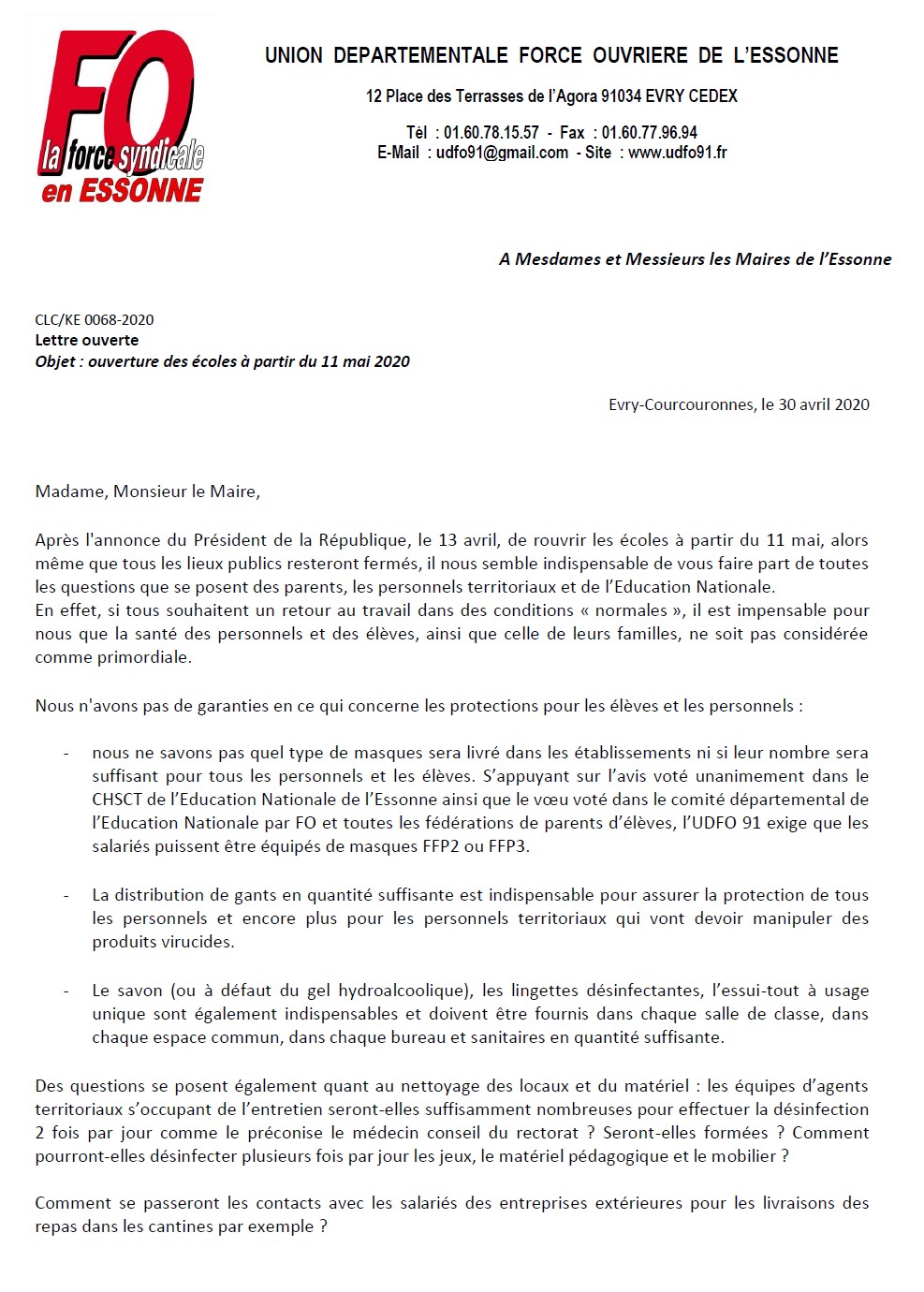 lettre ouverte exemples